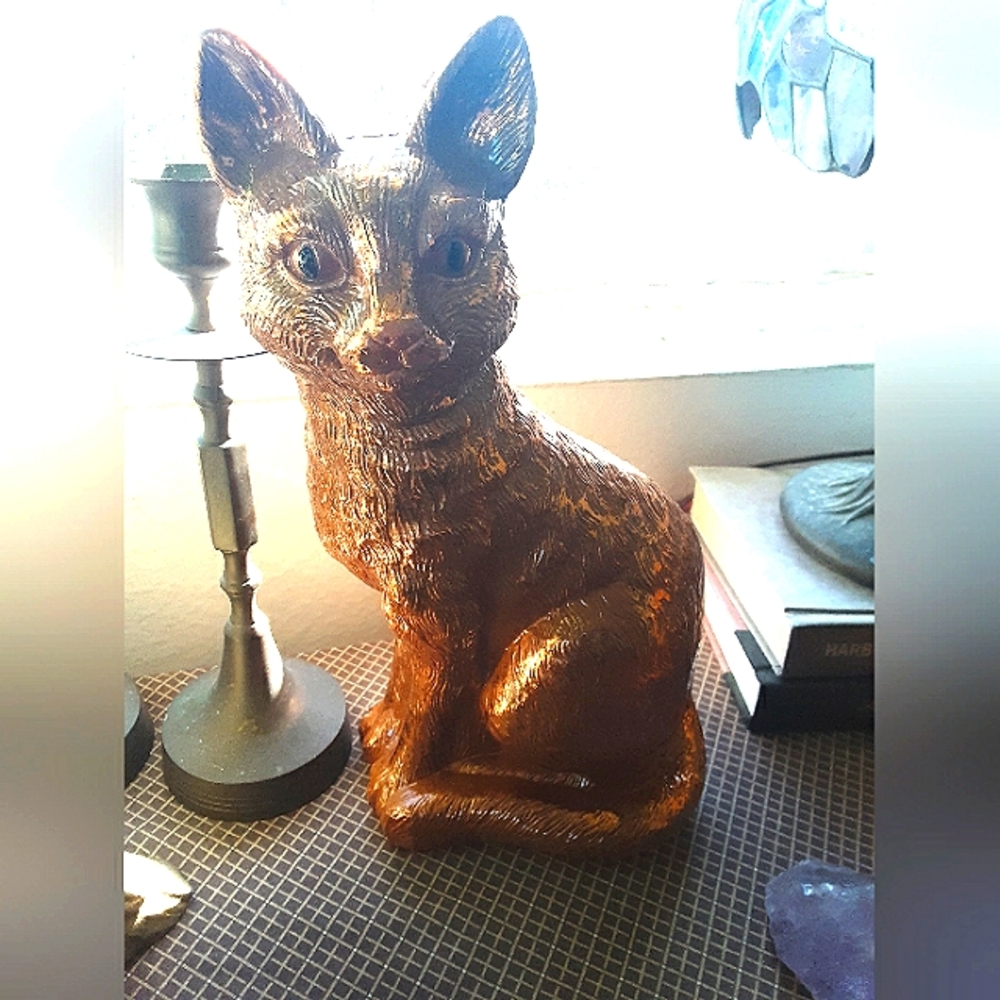 Cat Figurine, faux copper, display Or halloween.